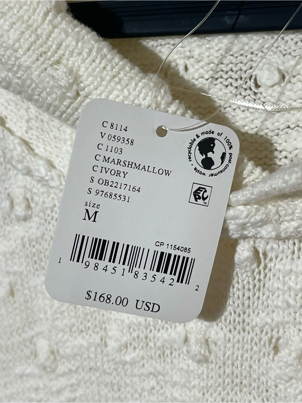 Free People Cream Hooded Textured Sweater